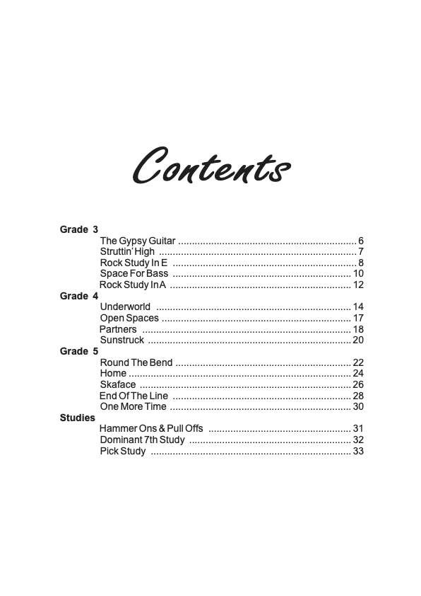 Pick Gtr vol 3 Notation contents