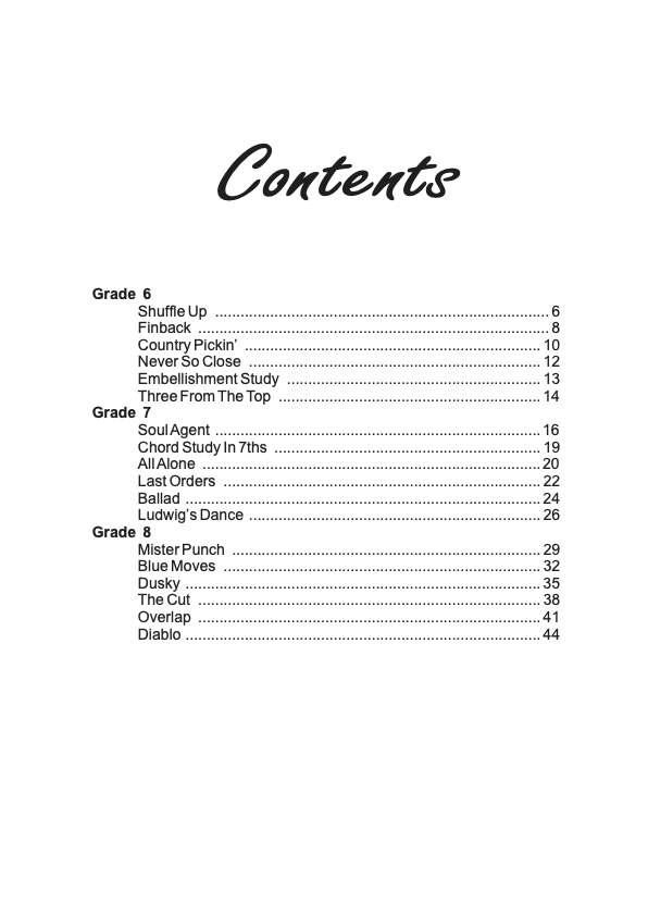 Pick Gtr vol 4. Notation contents
